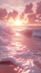 Fototapeta premium Pink Sunset Beach Scene