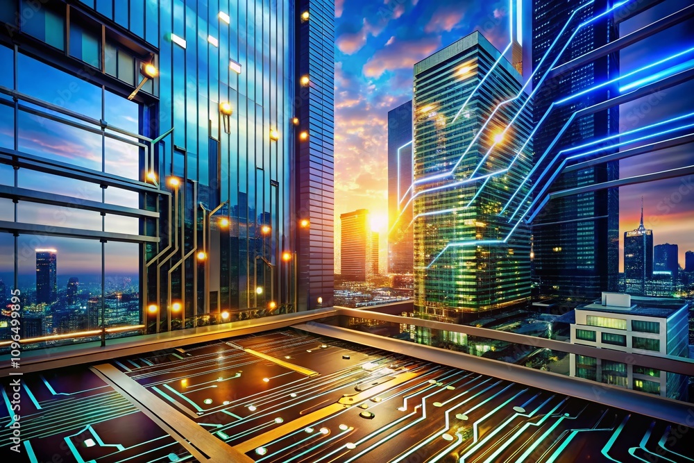 Aufkleber abstract futuristic circuit board representing internet technology in a business background with dyn