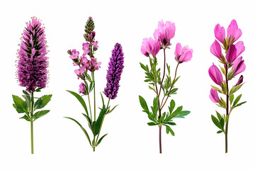 Fototapeta premium Vibrant Purple Wildflowers Botanical Illustration