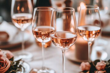 Close-Up of Wine Glasses at a Party with Blurred Background