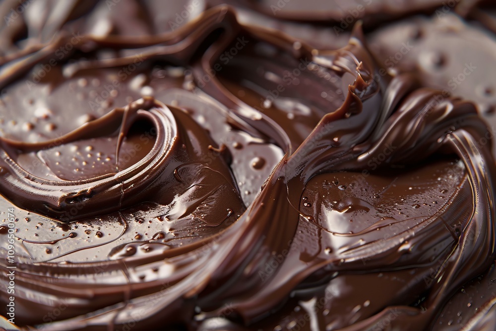 Poster smooth chocolate cream is rotating and mixing, creating a delicious and tempting texture