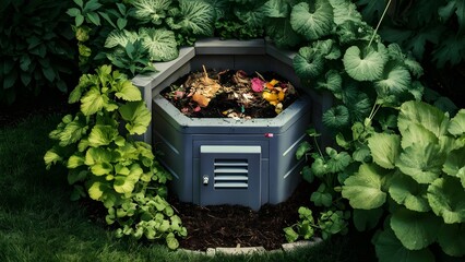 Well-Organized Backyard Composting Station with Bin