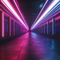Fototapeta premium Neon Tunnel Corridor - Futuristic Architecture