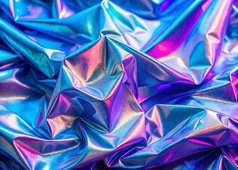 Fototapeta premium Abstract Holographic Blue Foil Background with Wavy Texture in Pastel Violet, Pink, and Blue - Trendy Abstract Design for Modern Art and Graphic Use