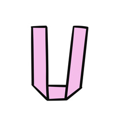  letter U in colorful pastel origami style on transparency background