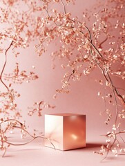 Rose Gold Display with Delicate Flowers