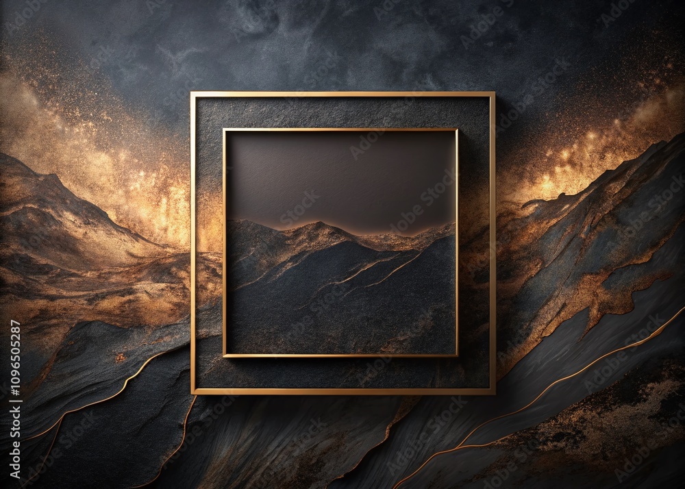 Poster abstract square banner with textured background in dark style decoration for modern design and creat