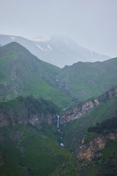 Totti Waterfall in Georgia. The nearest village is Gorbani. Natural beauty. The time of the year is summer