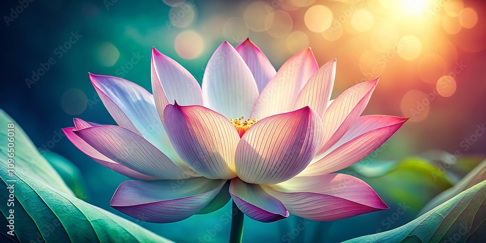 Poster abstract vector illustration of lotus flower in linear style, capturing the essence of botany with e