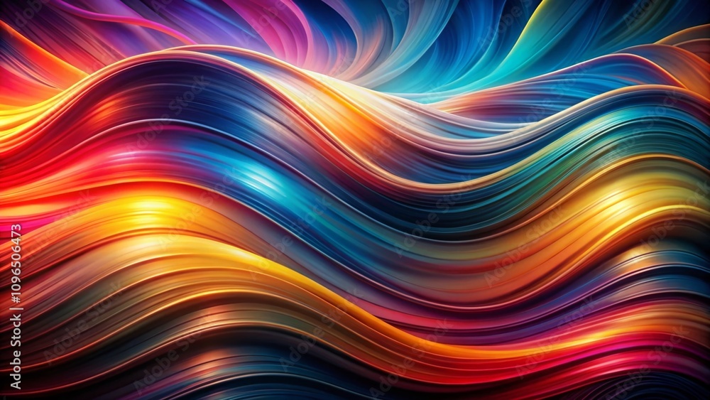 Poster Abstract Waves: Long Exposure of Colorful Curved Lines Creating an Elegant and Dynamic Background for Artistic and Modern Visuals