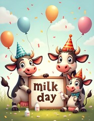 Obraz premium National milk day. Illustration for event.
