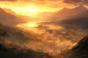 sunset in the mountains