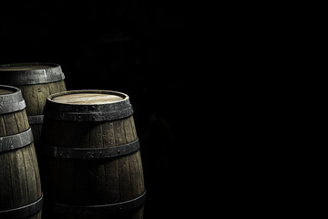 Fototapeta premium Wine Barrel Wooden Barrel Concept Background