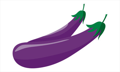 two purple eggplants on a white background