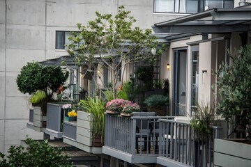 Lush Urban Balcony Gardens with Green Plants