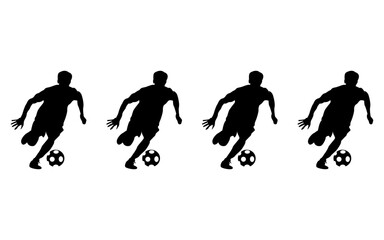 Footboll player sihlouette.Set of Soccer Players Silhouettes.

