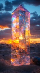 Fototapeta premium Majestic Crystal Prisms: A Stunning Sunset Reflection