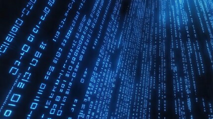Digital Data Streams on Blue Tech Background