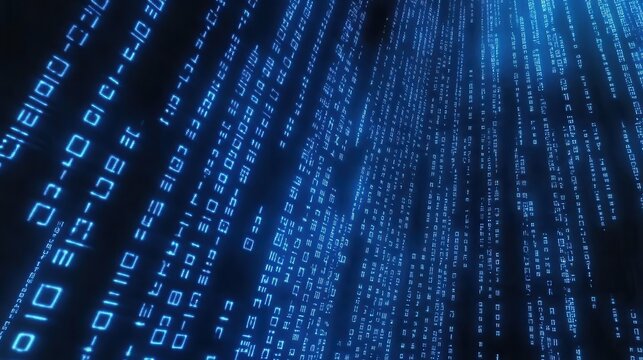 Digital Data Streams on Blue Tech Background