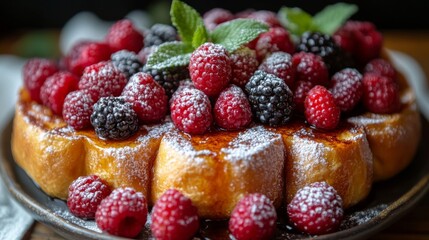 Gourmet dessert with fresh berries.