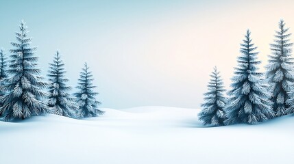 Obraz premium Serene Snowy Pine Tree Landscape Under Pastel Winter Sky