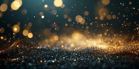 Obraz premium Stunning Golden Glitter Backgrounds with Bokeh Effects for Graphic Design