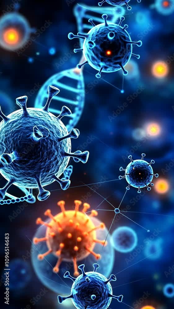 Aufkleber scientific visualization of viruses and dna structures in a high-tech environment