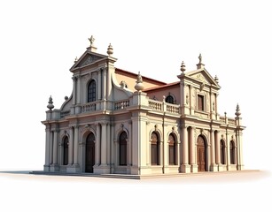 Fototapeta premium Illustration of an aesthetic and sturdy 500s building model and design isolated on a plain white background.