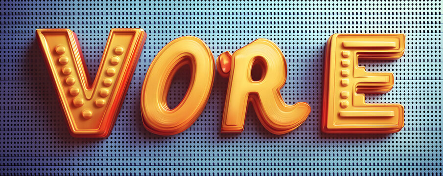 Golden Textured VORE on Perforated Background