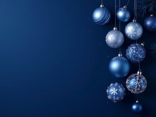 Christmas Blue Element on Dark Blue Background with Text Space for Holiday Design