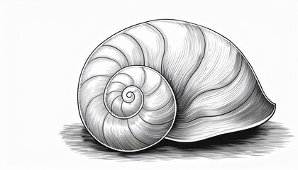 Obraz premium 연필로 그린 나선형 조개껍데기 스케치