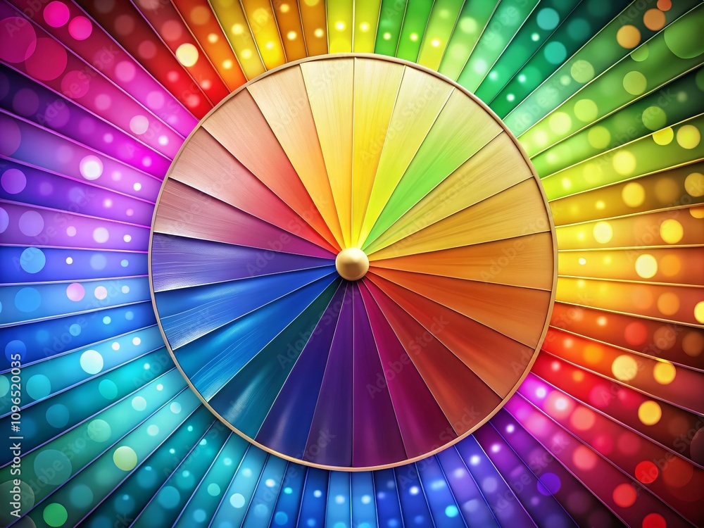 Poster aerial view of a rotating animated color wheel showcasing vibrant hues and gradients in a dynamic di