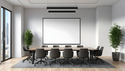 White home living room interior with table and chairs, window. Mockup frame