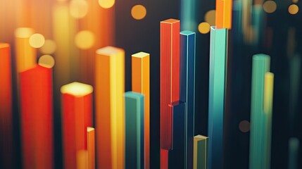 Obraz premium Textured bar chart with layered depth effects, [color chart], [highlighting multidimensional data insights]