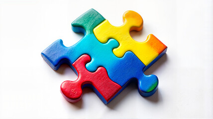 Fototapeta premium Colorful jigsaw puzzle pieces on white background