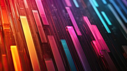 Obraz premium Textured bar chart with layered depth effects, [color chart], [highlighting multidimensional data insights]