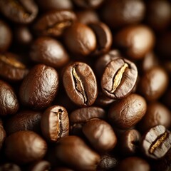 Naklejka premium Close Up of Roasted Coffee Beans