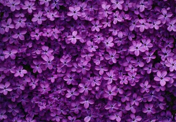 Obraz premium Background of purple lilac flowers, top view showcasing intricate details