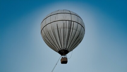 빈티지 느낌의 열기구와 열기구에 달린 바구니