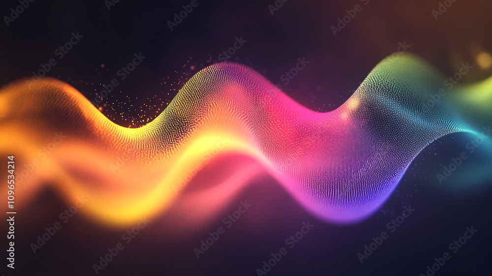 Poster colorful waves of light create an abstract visual representation of sound and movement