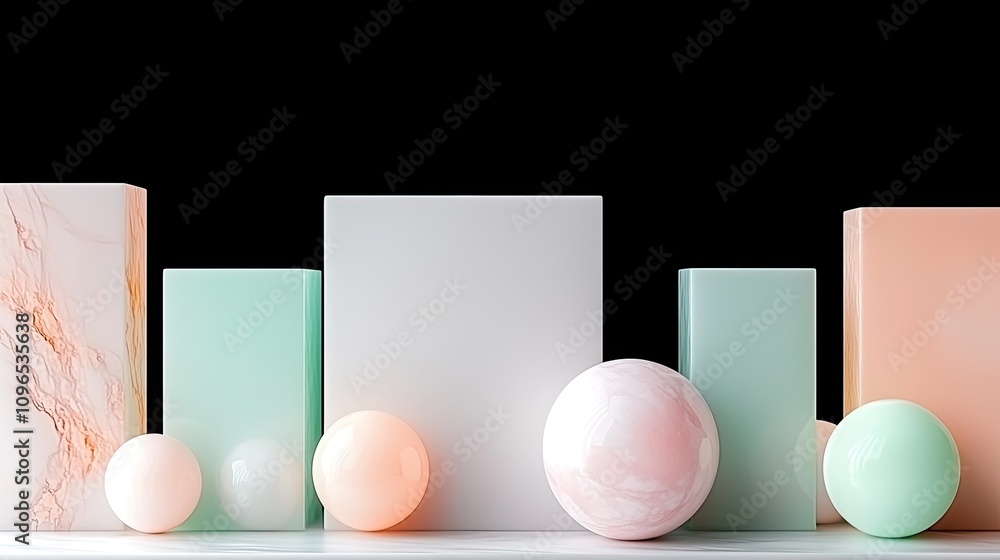 Poster textured glass shapes arranged creatively highlight colors and reflections, enhancing the interplay 