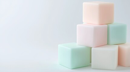 Obraz premium Textured glass shapes arranged creatively highlight colors and reflections, enhancing the interplay of light and shadow on a soft background