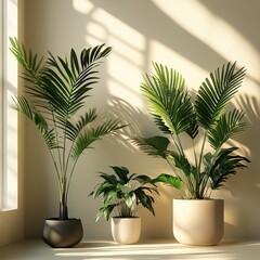 Indoor plant arrangements by the window create a cozy and modern natural atmosphere. AI generated image