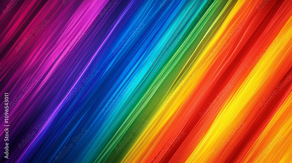 Poster vibrant rainbow colors in a diagonal pattern creating an energetic background