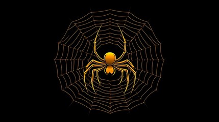 Minimalist dark background with a golden spider crafting its web of precision