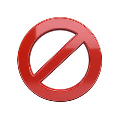 Stop sign prohibition or forbidden icon isolated on white and transparent background. 3D render