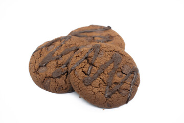 Delicious chocolate chip cookies on a white background