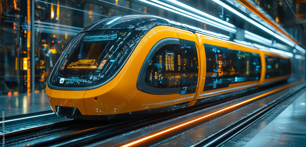 Poster engineer using ai to control electric monorail system in urban transportation network