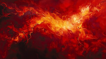 Vivid Red Flames Dance - Abstract fiery artwork, symbolizes passion, energy, power, warmth, and intensity.