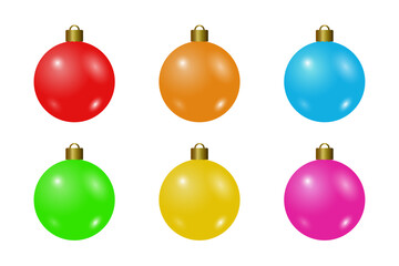 Set Of Colorful Christmas Ball Isolated On White Background. Vector Illustration